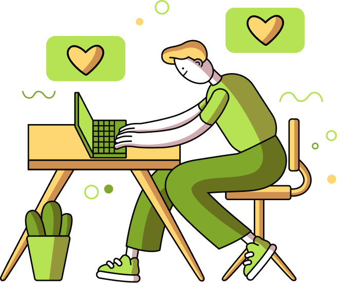 An illustration of a man working on computer